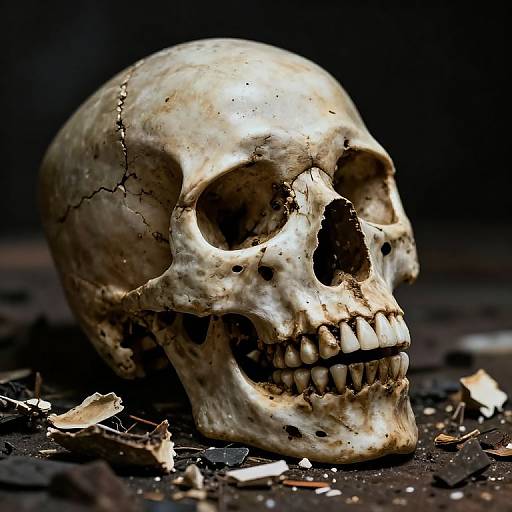 Decaying Skull with Fragments
