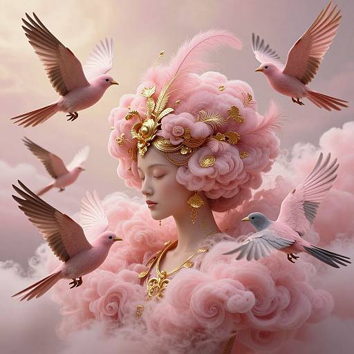 Woman with Cloud-Inspired Headpiece