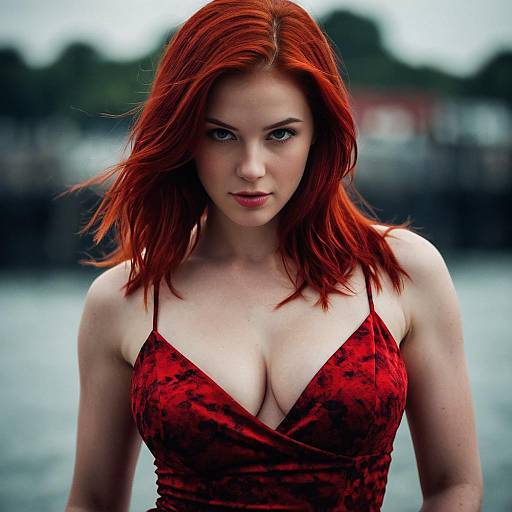 Woman in Red Dress with Red Hair