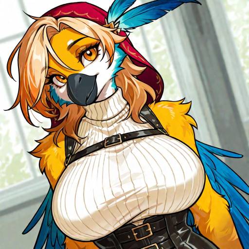 Stylish Macaw-Inspired Fashion Portrait