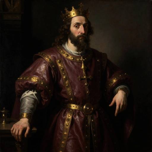Baroque Portrait of Medieval King in Leather Robes