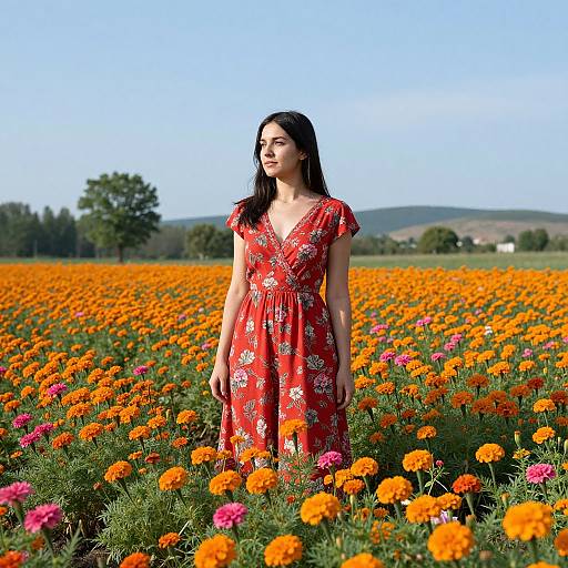 Woman in Marigold Field