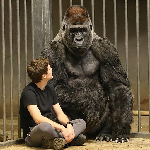Giant Gorilla and Man in Cage