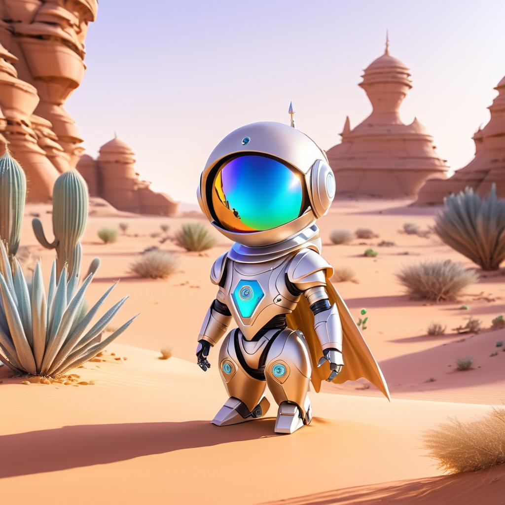 Brave Robot's Journey Through Enchanted Desert