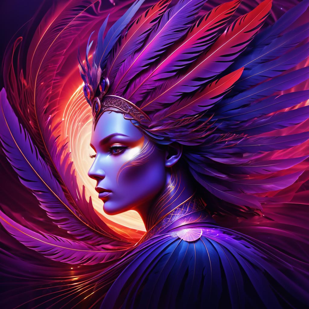 Awakening Phoenix: Surreal Close-Up Illustration