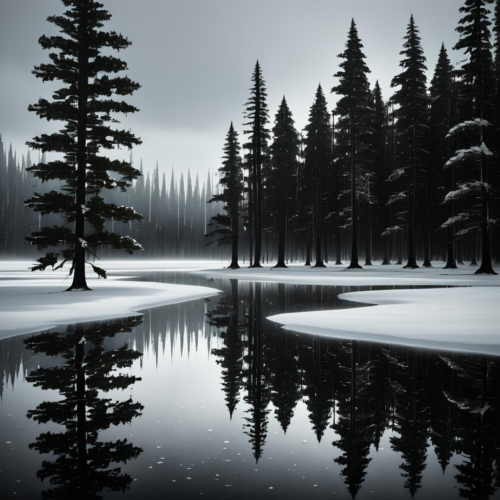 Moody Snowfall Over Serene Salt Flats