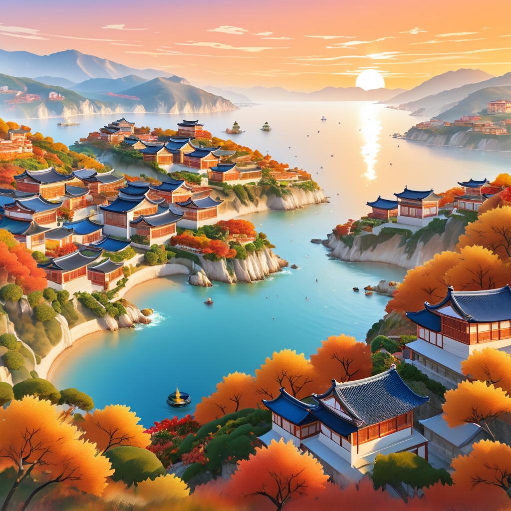 Picturesque Coastal Villages in Autumn Vista