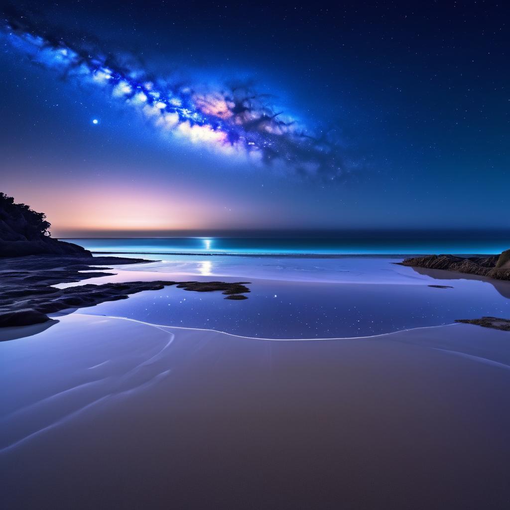 Starry Beach Night with Milky Way