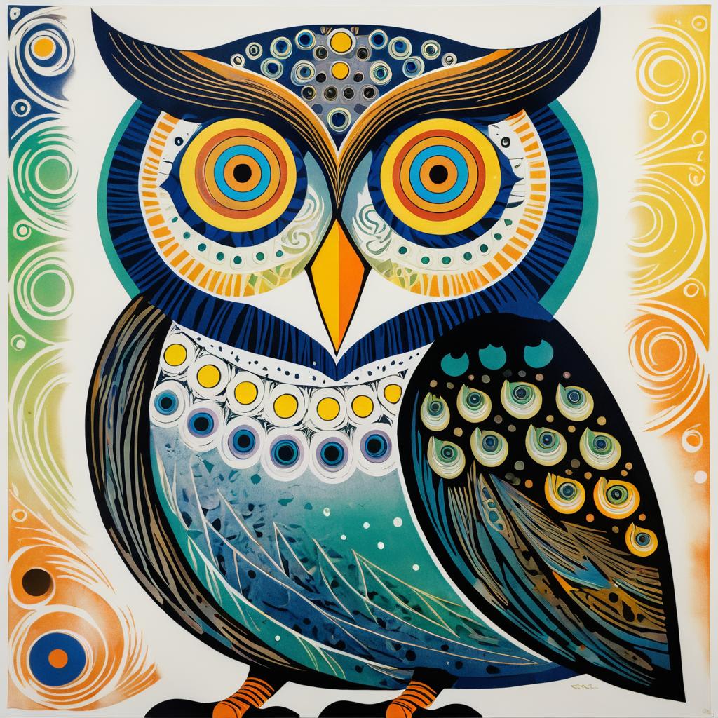 Whimsical Owl in Picasso's Style