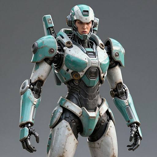 Realistic Female Sci-Fi Combat Robot