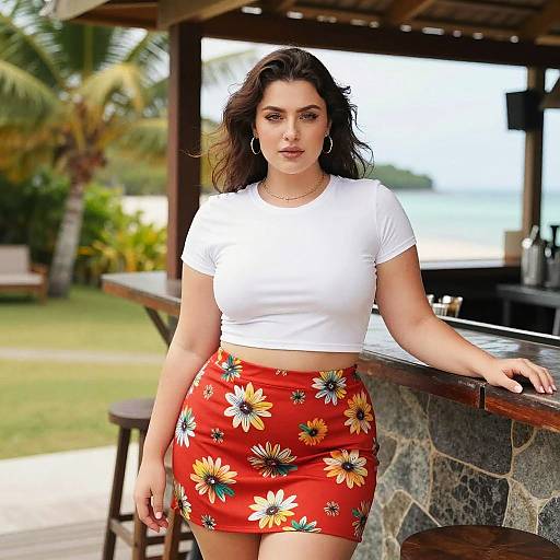 Plus-Size Woman Summer Island Style