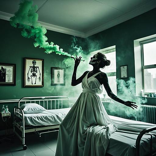 Woman with Poisonous Green Smoke in Hospital Room