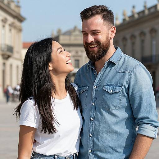 Cheerful Smiling Couple Outdoors
