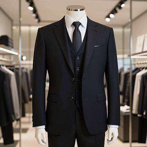 Sophisticated Men's Black Suit Display