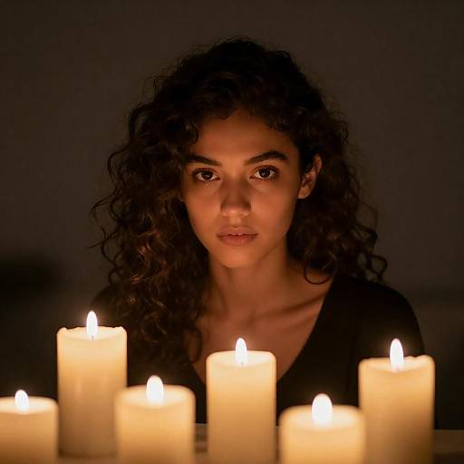 Contemplative Woman by Candlelight Portrait
