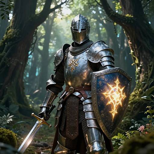 Elaborate Knight in Enchanted Forest