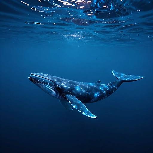 Bioluminescent Whales in Inverted Forest