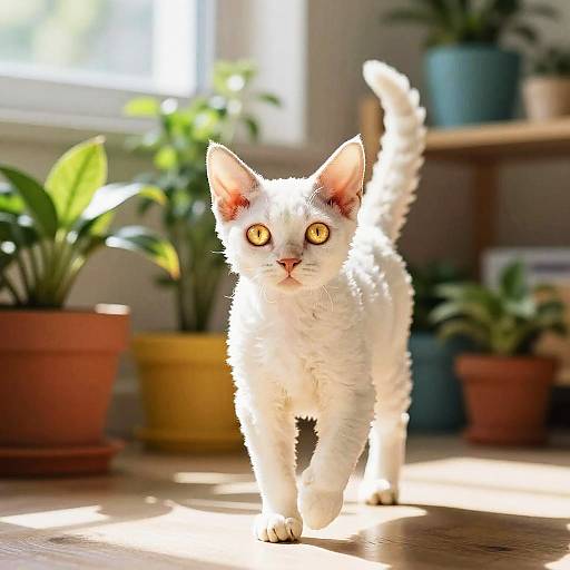 Energetic Cornish Rex Kitten Indoors