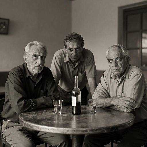 Three Elders Engaged in Serious Discussion