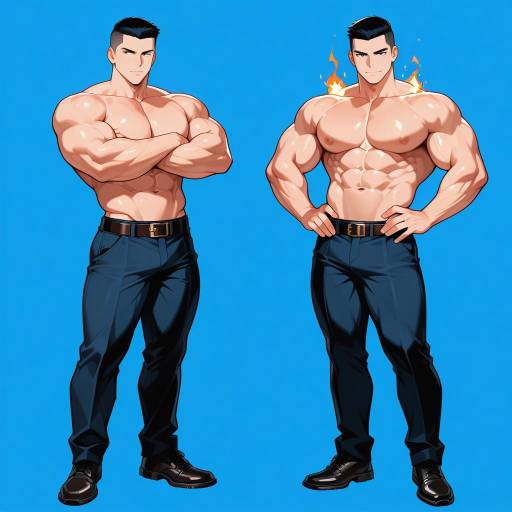 Confident Muscular Gentleman with Pyrokinesis
