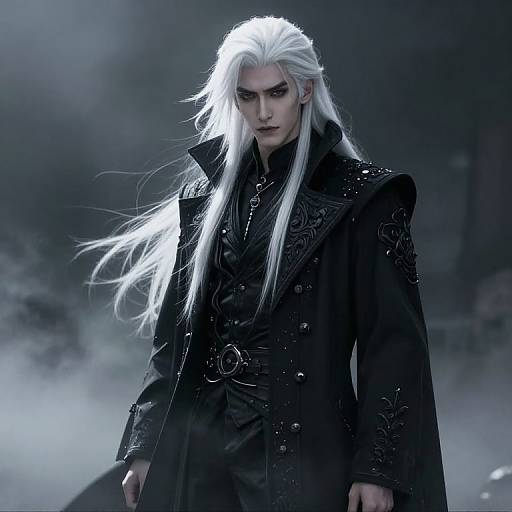 Mysterious Vampire in Misty Anime Style