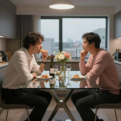 Intimate Dining Scene with City View