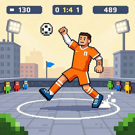 Pixel Art Sergio Ramos Retro Volley