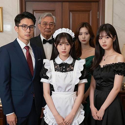 Dramatic Group in Formal Attire