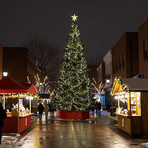 Festive Christmas Street at Night