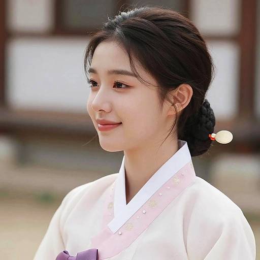 Korean Young Woman in Hanbok