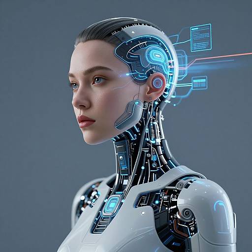 Futuristic Cybernetic Woman with Circuits