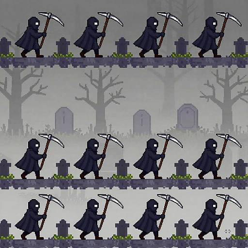 Grim Reaper Pixel Walking Animation