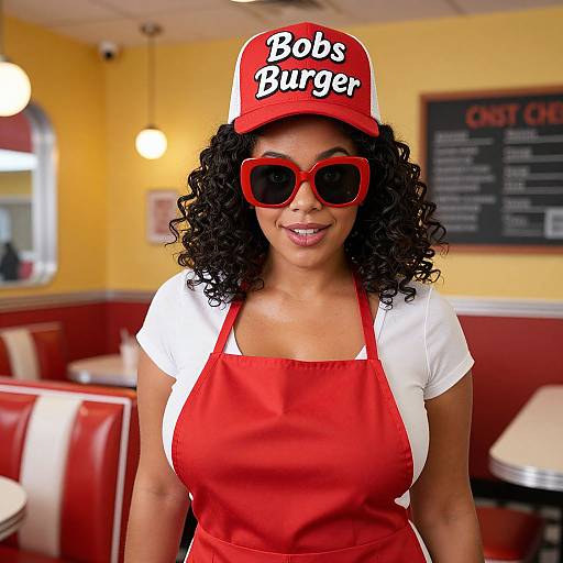 Realistic Portrait of Retro Diner Employee