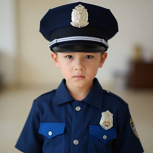 Realistic Child in Marine Police Uniform