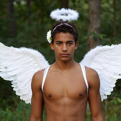 Cupid Angel with Flower and Wings