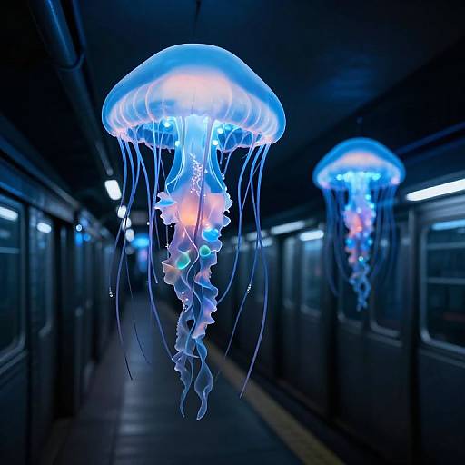 Bioluminescent Jellyfish Lighting Subway