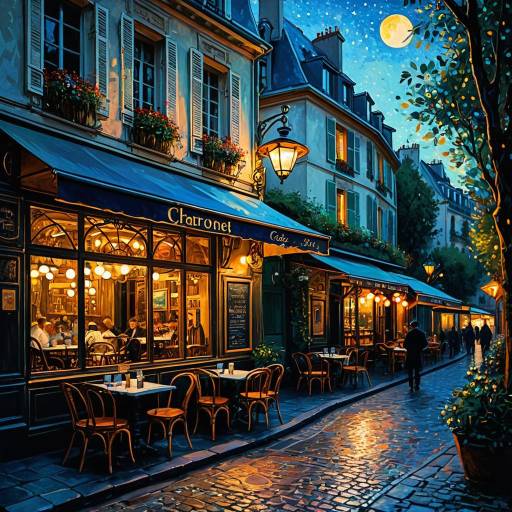 Charming Impressionist Paris Cafe Scene