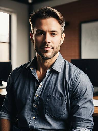 Photorealistic Professional Portrait: Casual Office Man