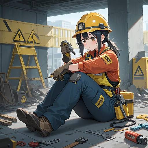 Skilled Female Construction Worker Repairing