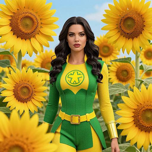 Vibrant She-Hulk Inspired Sunflower Scene