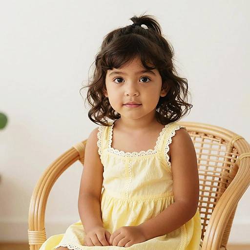 Studio Portrait of Child in Yellow Sundress