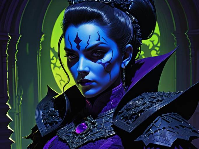Dark Sorceress Portrait with Blue Face Paint