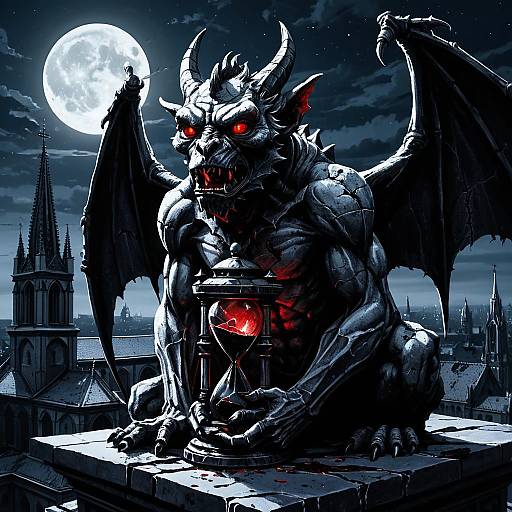 Anguished Gargoyle Holding Shattered Hourglass