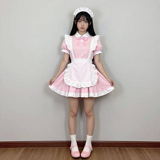 Pink Maid Outfit Solo Portrait