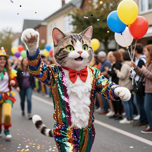 Lively Carnival Cat Costume Parade