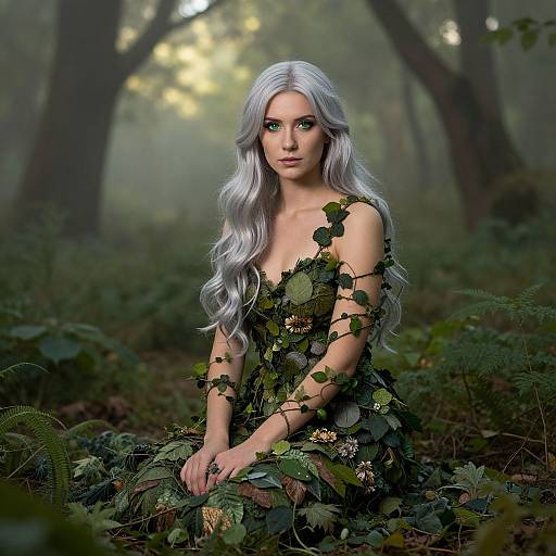 Serene Woman Amidst Misty Forest