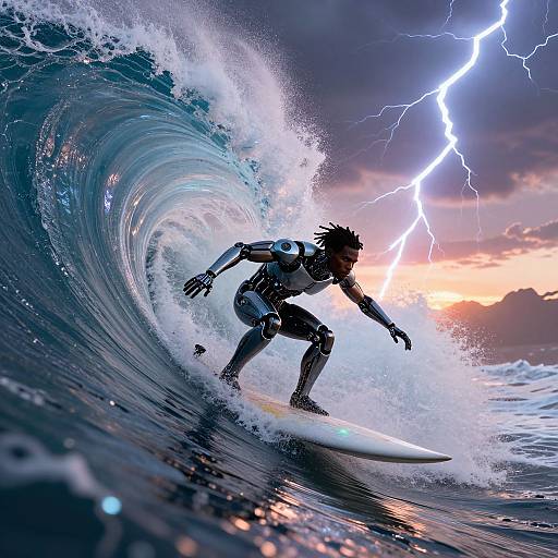 Cyber Surfer on Neon Opal Wave