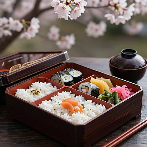 Traditional Japanese Bento Lunch Presentation