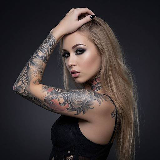 Confident Blonde Woman with Tattoos