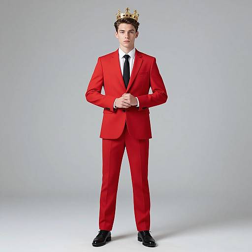 Regal Male in Red Formal Suit